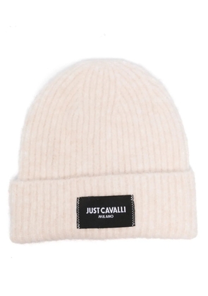 Just Cavalli logo-patch knitted beanie - Neutrals