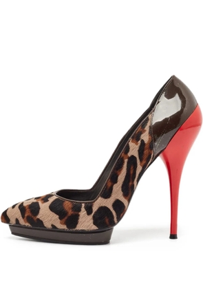 Versace Pre-Owned 140mm leopard-print pumps - Neutrals