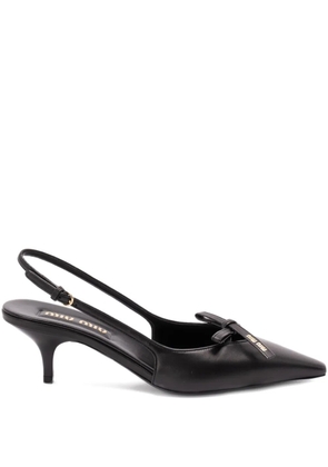 Miu Miu 50mm bow slingback pumps - Black