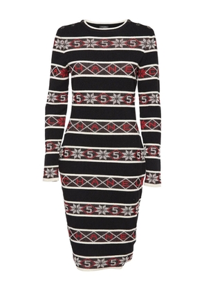 CHANEL Pre-Owned tatterned knitted bodycon dress - Black