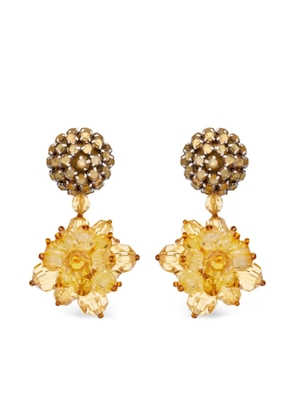 Oscar de la Renta Beaded Pompom floral-pendant earrings - Yellow
