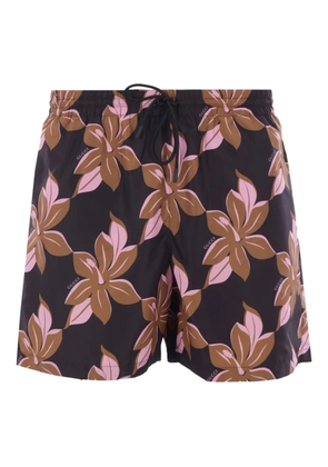 Gucci floral drawstring swim shorts - Brown