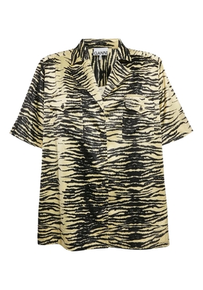 GANNI pre-owned tiger-print shirt - Yellow