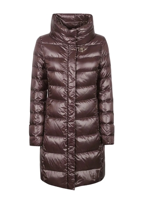 Fay high-neck quilted coat - Brown