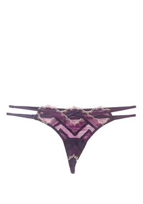 Fleur Du Mal Hendrix embroidered V-string - Purple