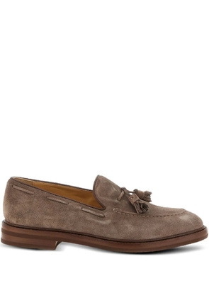 Brunello Cucinelli tassel suede boat shoes - Brown