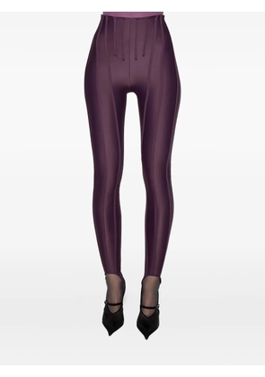 Mugler high-waist panelled leggings - Purple