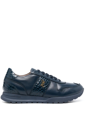 Billionaire crocodile-effect logo-plaque leather sneakers - Blue