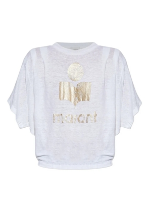 MARANT ÉTOILE logo-print linen T-shirt - White