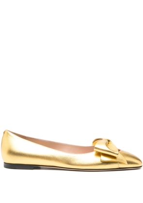 Valentino Garavani bow-embellished leather ballet flats - Gold
