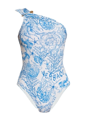Versace one-shoulder printed swimsuit - White