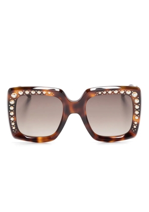 Carolina Herrera logo-print crystal-embellished sunglasses - Brown