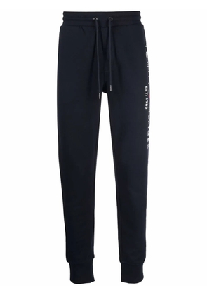 Tommy Hilfiger logo-embroidered drawstring cotton track pants - Blue