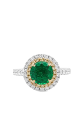 HYT Jewelry 18k white gold diamond and emerald ring