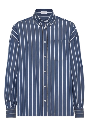 Brunello Cucinelli striped poplin shirt - Blue