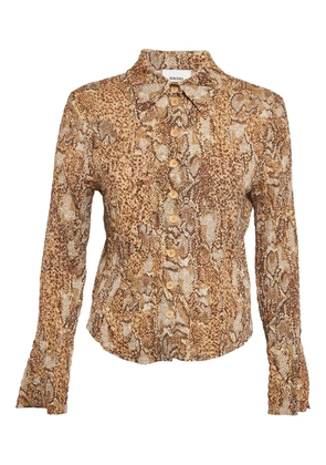 Nanushka snakeskin-print crepe shirt - Brown