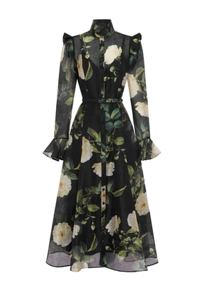 Leo Lin floral-print ruffled maxi dress - Black