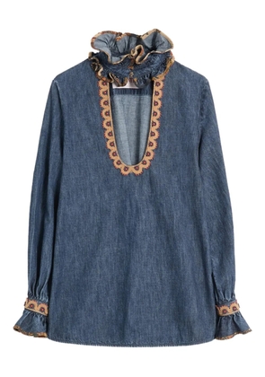 Valentino Garavani embroidered chambray blouse - Blue