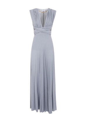 Elisabetta Franchi pleated V-neck maxi dress - Grey