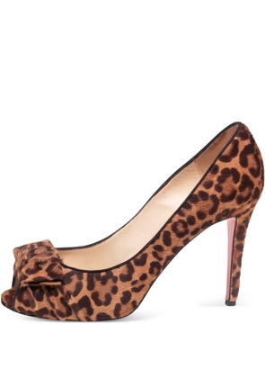 Christian Louboutin Pre-Owned 105mm leopard-print peep-toe pumps - Brown
