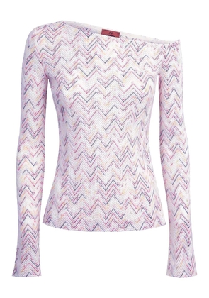 Missoni chevron-pattern off-shoulder sweater - White