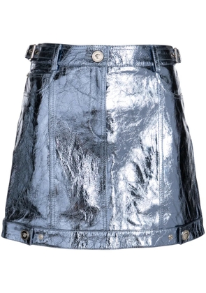 Versace x Dua Lipa metallic leather miniskirt - Blue