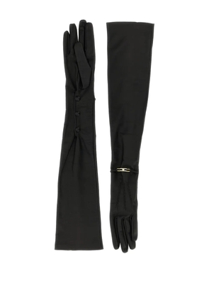 Elisabetta Franchi logo-plaque leather gloves - Black