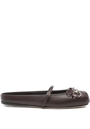 Gucci horsebit strap ballet flats - Brown