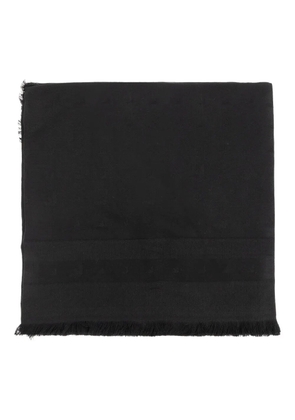Emporio Armani eagle-emblem fringed scarf - Black