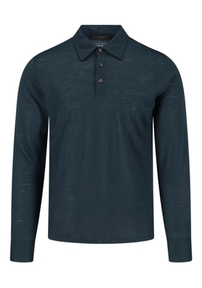 Zanone buttoned virgin-wool polo shirt - Green