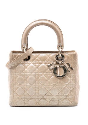 Christian Dior Pre-Owned 2007 Medium Iridescent Lambskin Cannage Lady Dior satchel - Gold