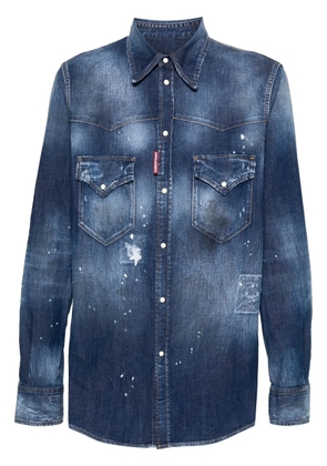 DSQUARED2 paint-splatter denim shirt - Blue