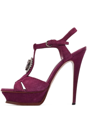 Saint Laurent Pre-Owned 140mm suede heeled sandals - Purple