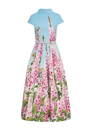 Oscar de la Renta floral-pattern midi dress - Blue