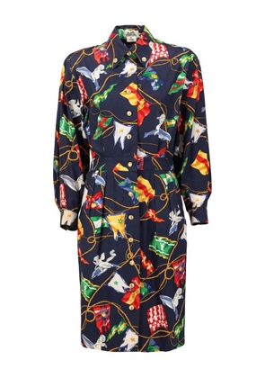 Hermès Pre-Owned 1900 patterned dress - Blue