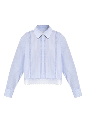 LoveShackFancy Delano lace-trimmed striped shirt - Blue