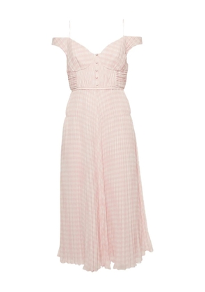 Self-Portrait gingham pleated midi dress - Pink