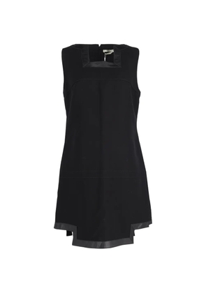 Fendi Pre-Owned leather-trim sleeveless midi dress - Black