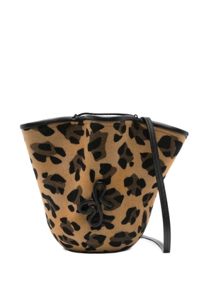 Ruslan Baginskiy leopard-print ruffled bucket bag - Brown
