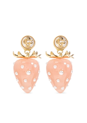 Casablanca strawberry-motif pearl earrings - Pink