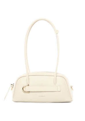 Coccinelle zip pebbled shoulder bag - White