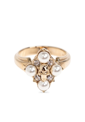 Alexander McQueen skull pearl ring - Gold