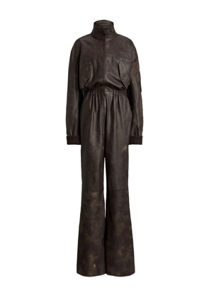 Ralph Lauren Collection high-neck leather jumpsuit - Brown