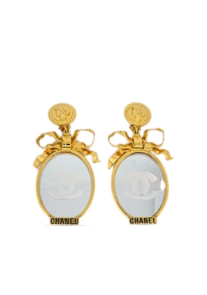 CHANEL Pre-Owned 1990-2000 mirror dangle clip-on earrings - Gold
