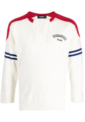 DSQUARED2 logo-print knitted jumper - White