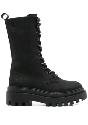 Calvin Klein Jeans leather platform boots - Black