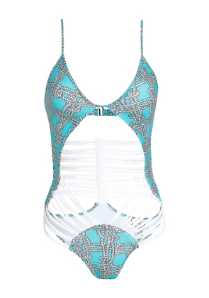 Amir Slama rope-detailing swimsuit - Blue