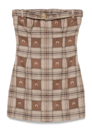 Marine Serre moon check-jacquard mini dress - Brown