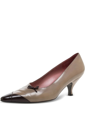 Ferragamo Pre-Owned 70mm leather bow-detail pumps - Brown