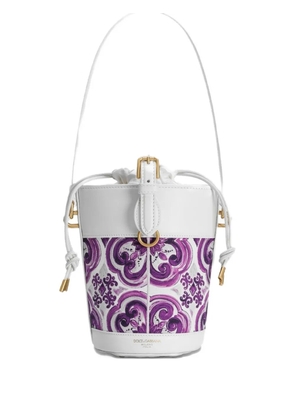 Dolce & Gabbana floral-print bucket bag - White